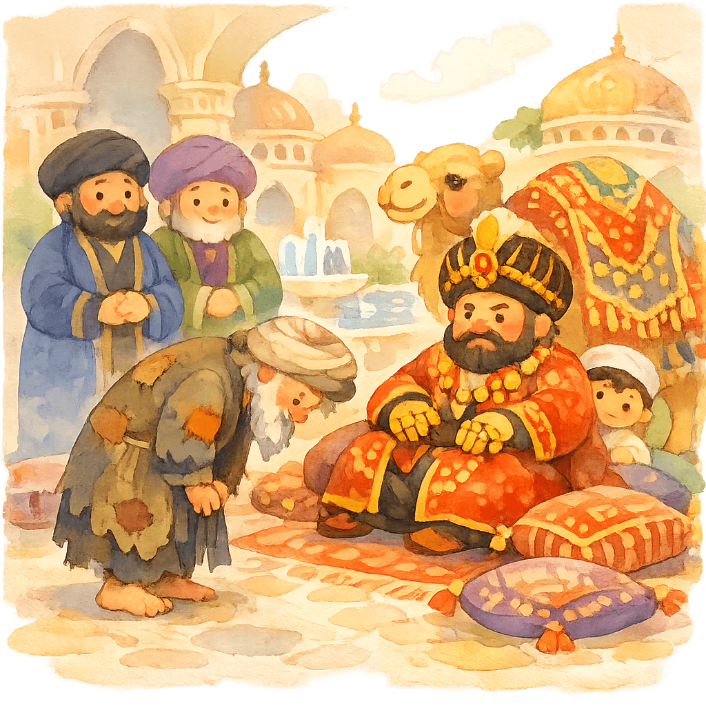 Звездочёт приводит верблюда и мальчика к хану