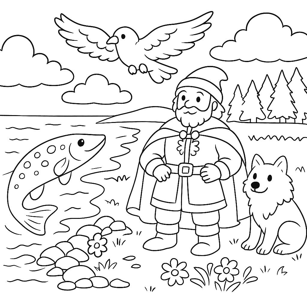 Раскраска по сказке "Вольга и Микула Селянинович"