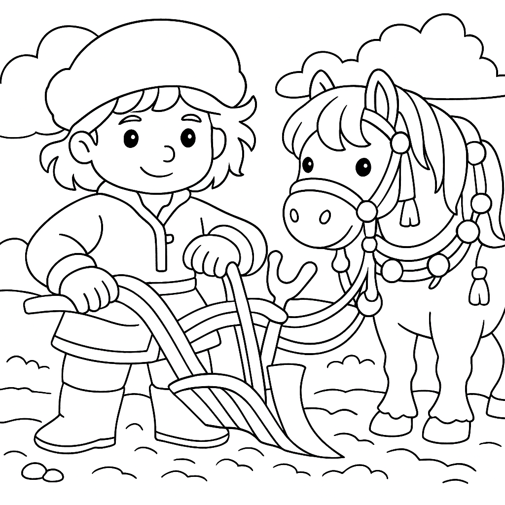 Раскраска по сказке "Вольга и Микула Селянинович"