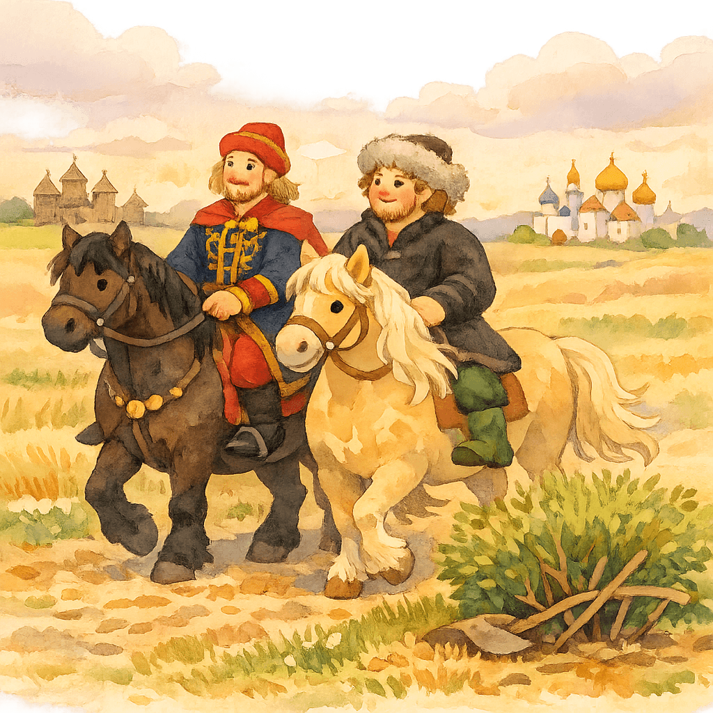 Вольга и Микула едут как товарищи