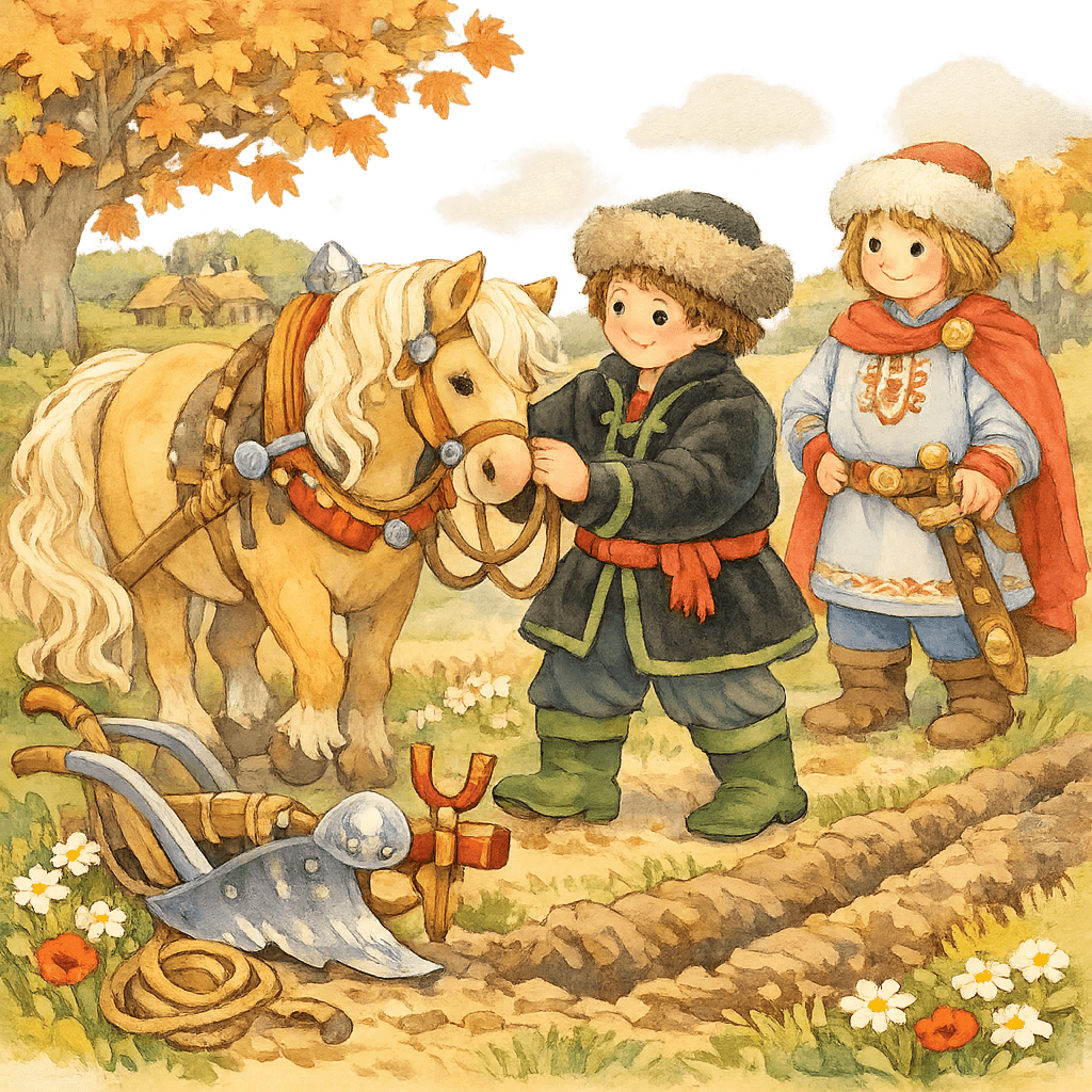 Микула выводит кобылу из сошки