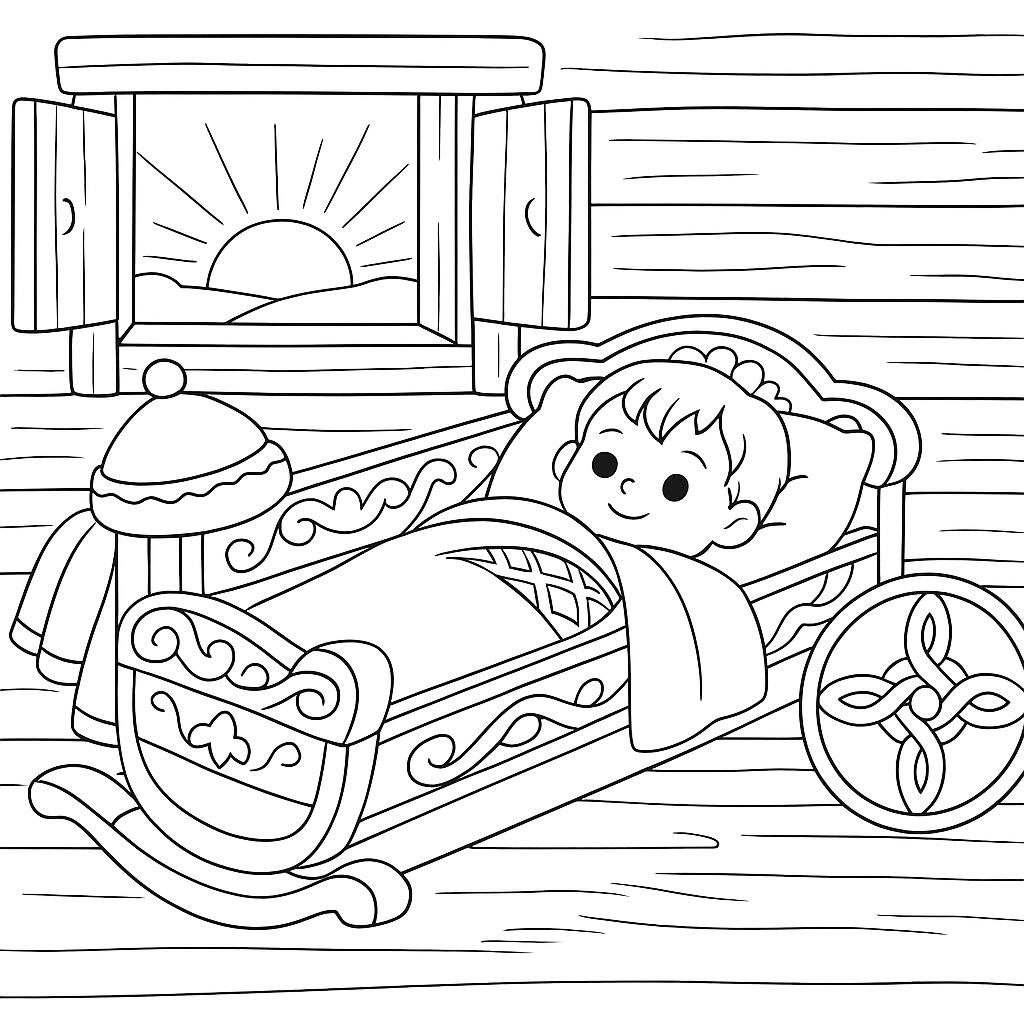 Раскраска по сказке "Вольга и Микула Селянинович"