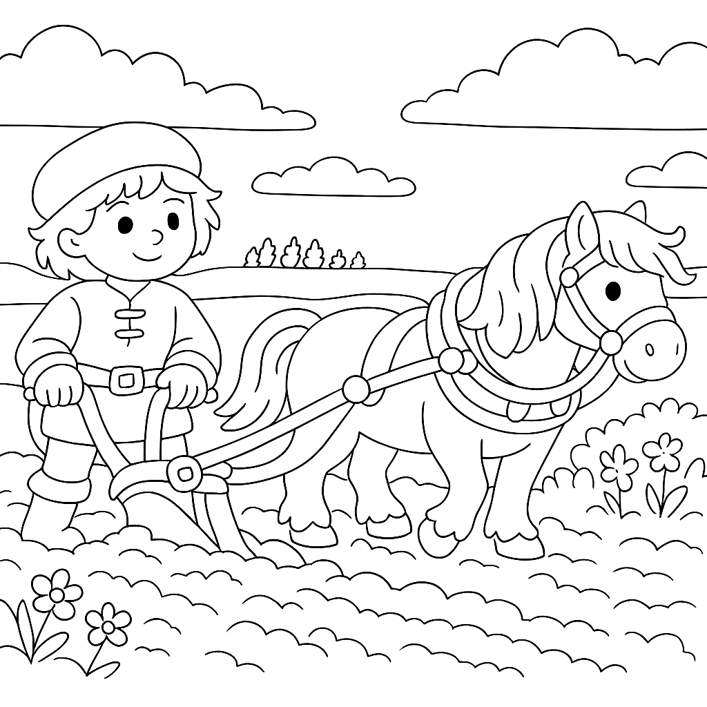 Раскраска по сказке "Вольга и Микула Селянинович"