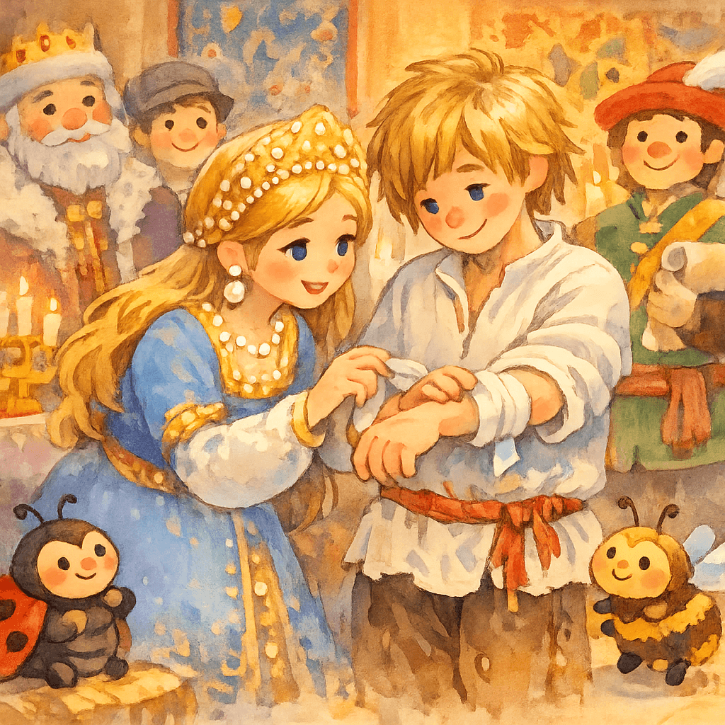 Царевна просит Иванушку развязать повязку на руке во время пира.