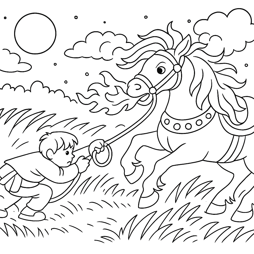 Раскраска по сказке "Сивка-Бурка"