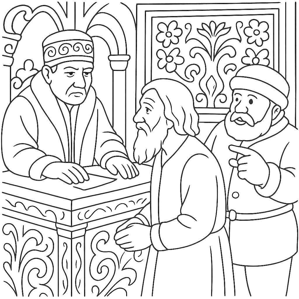 Раскраска по сказке "Бедняк и судья"