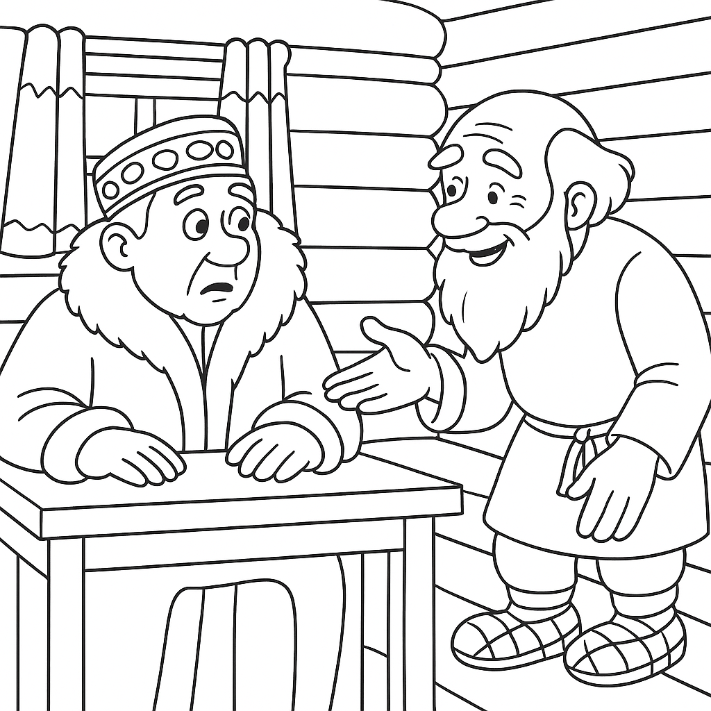 Раскраска по сказке "Бедняк и судья"