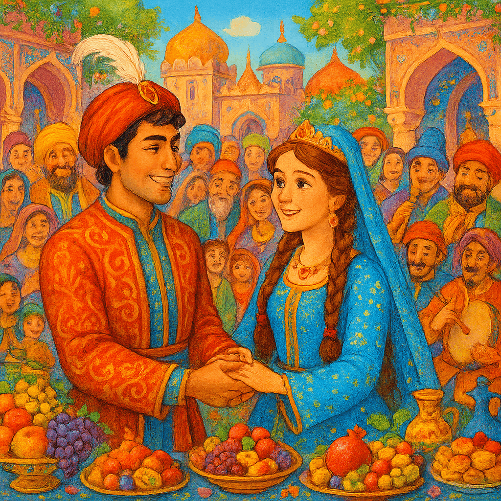 Свадьба красавца водоноса и дочери визиря, восточное пышное празднество.