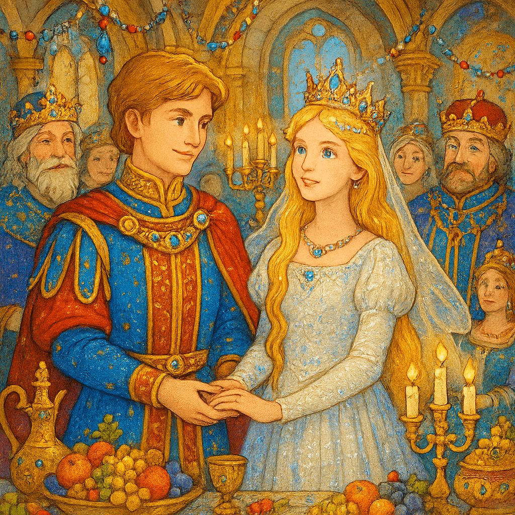 Свадебный пир королевича и феи в блестящем дворце.