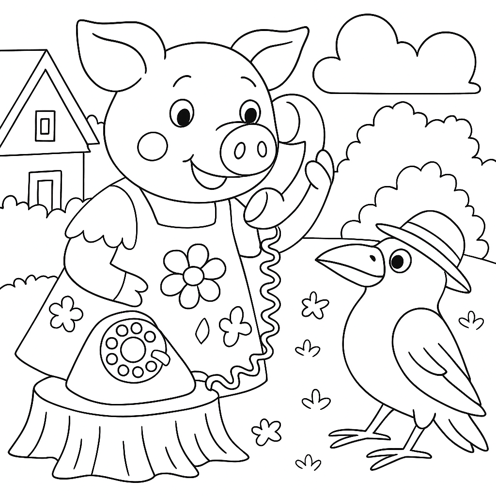 Раскраска по сказке "Телефон"