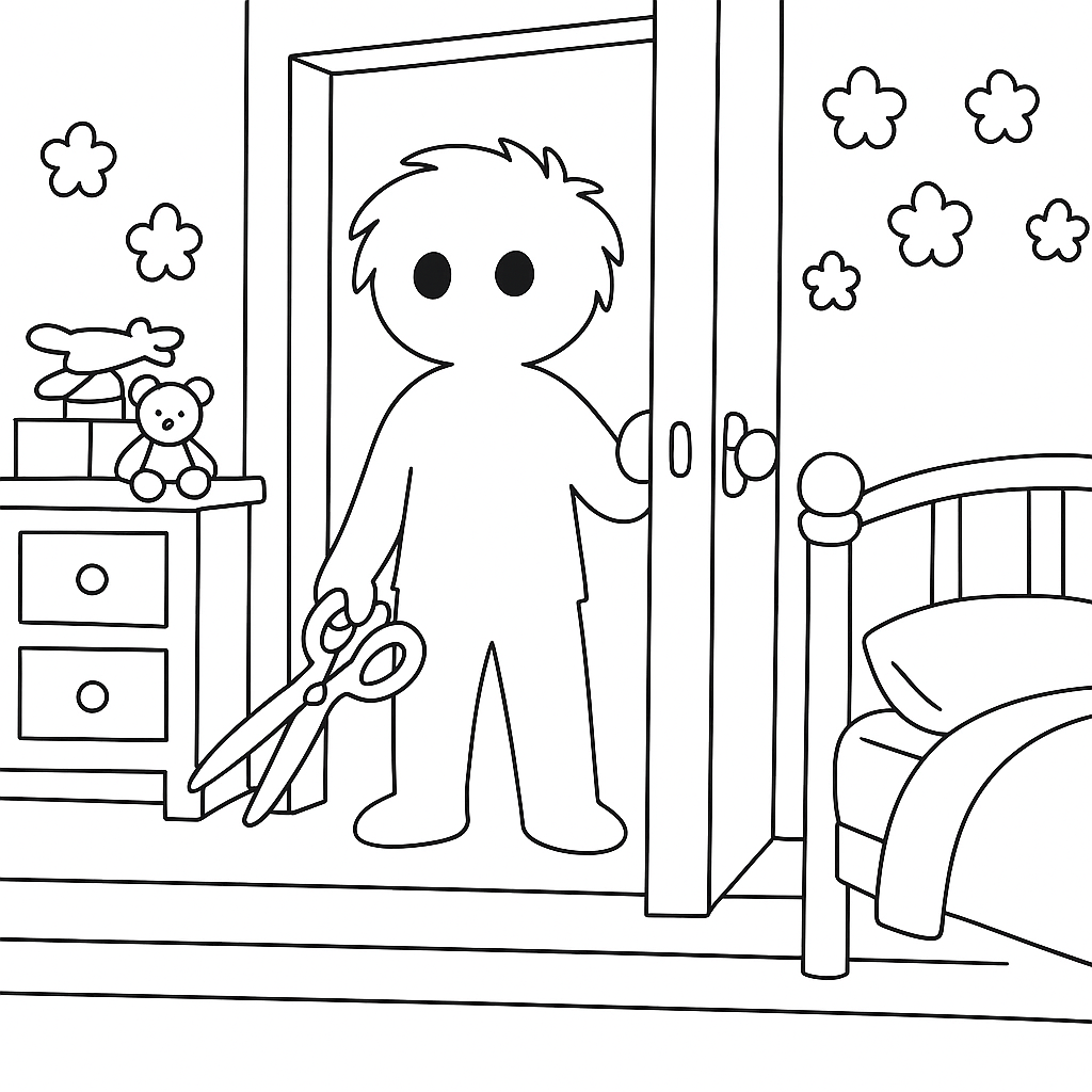 Раскраска по сказке "Удивительные приключения мальчика без тени и тени без мальчика"