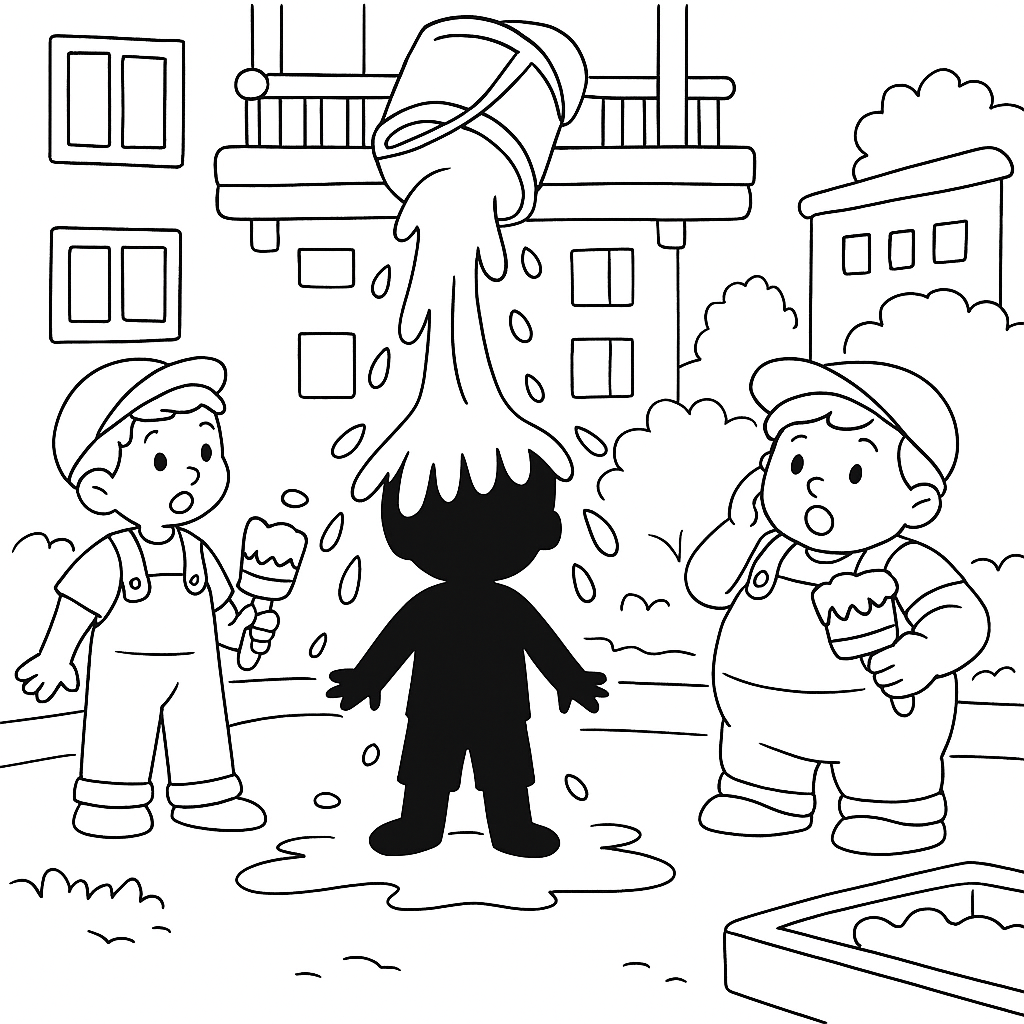 Раскраска по сказке "Удивительные приключения мальчика без тени и тени без мальчика"