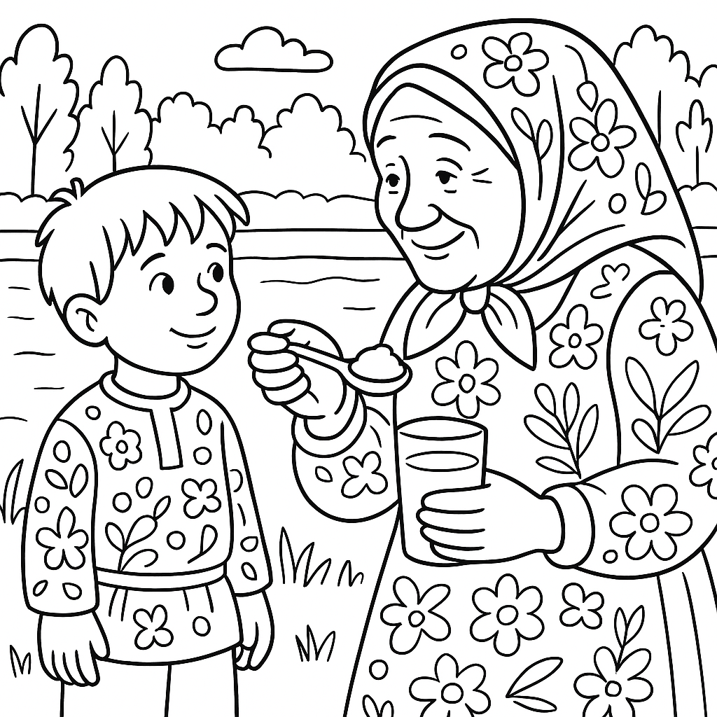 Раскраска по сказке "Терешечка"