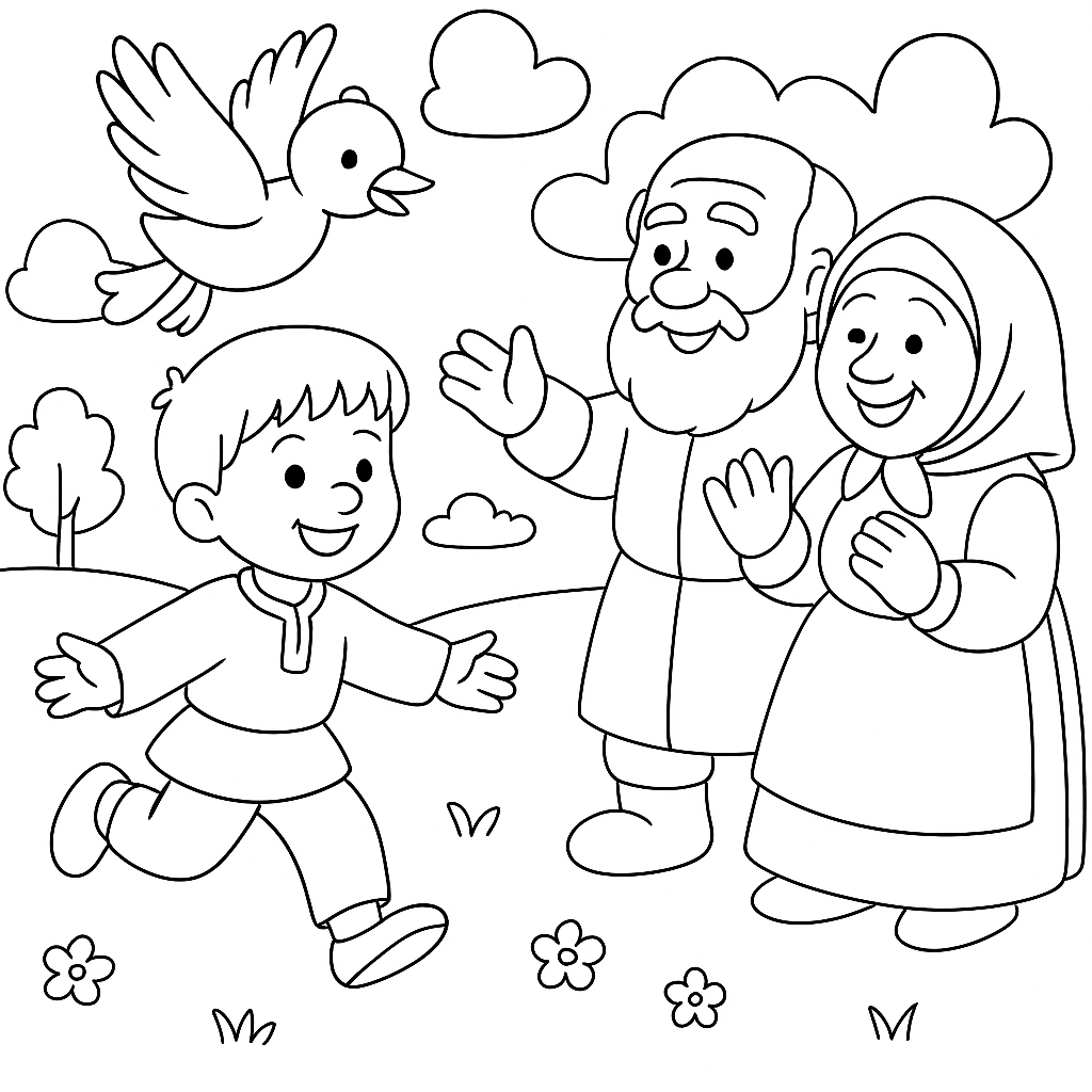 Раскраска по сказке "Терешечка"