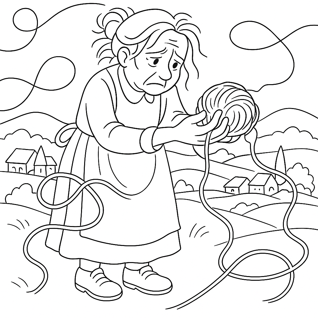 Раскраска по сказке "Клубок шерсти"