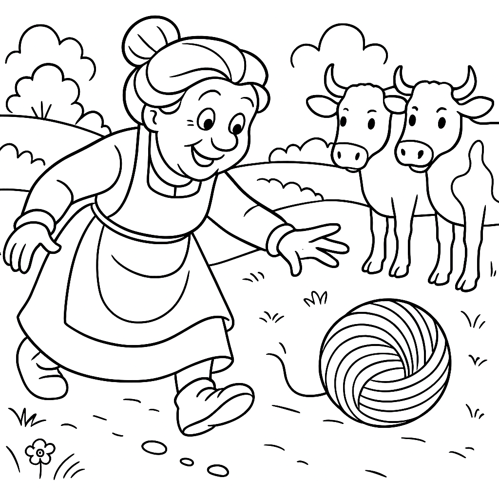 Раскраска по сказке "Клубок шерсти"