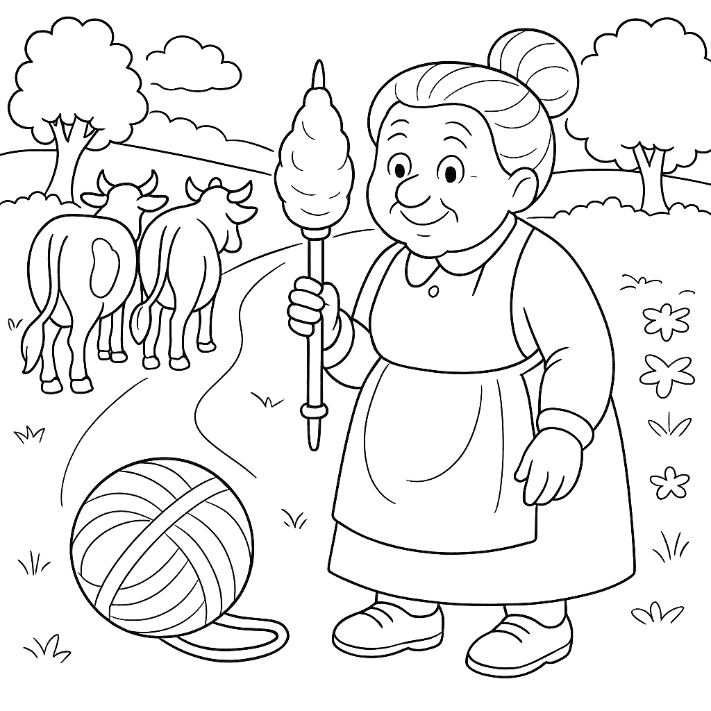 Раскраска по сказке "Клубок шерсти"