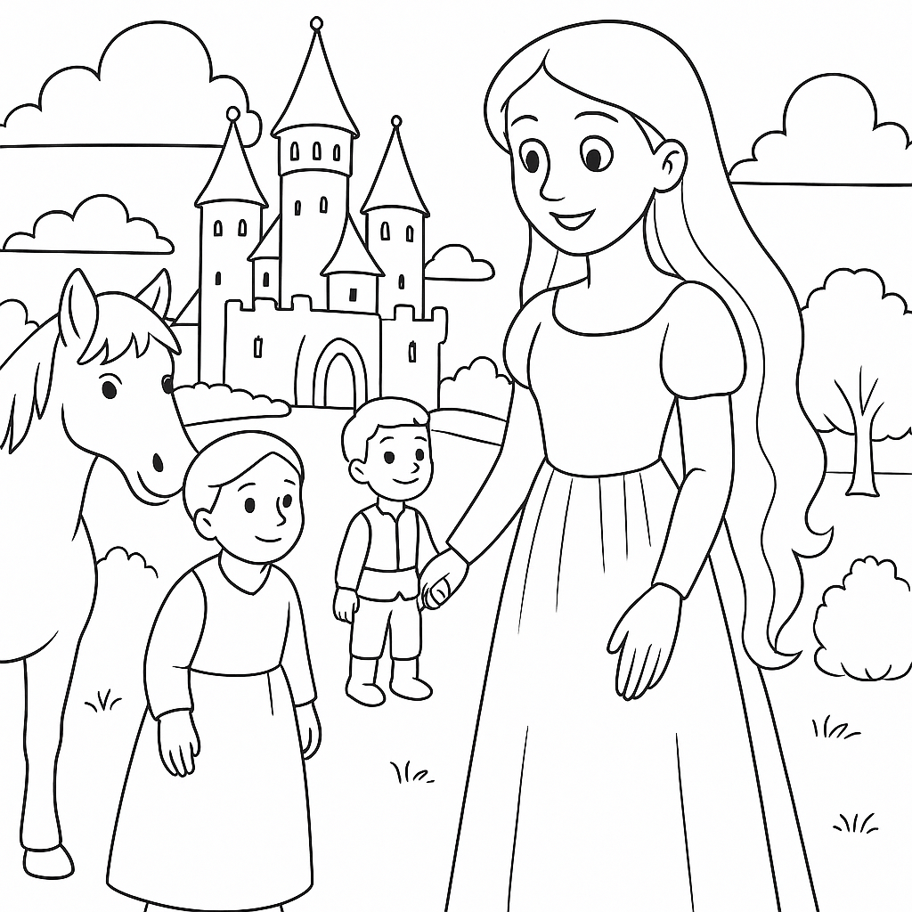 Раскраски: Том с ноготок и большая принцесса