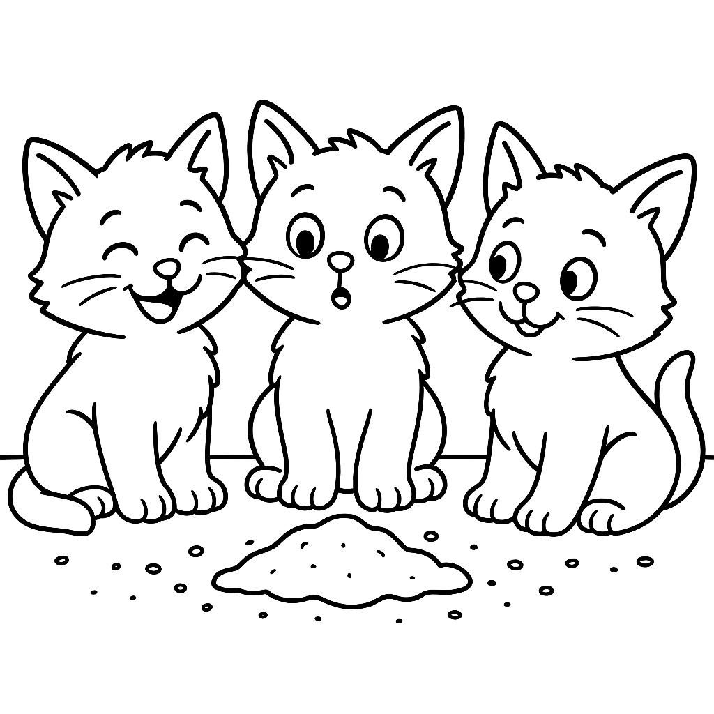 Раскраска по сказке "Три котёнка"