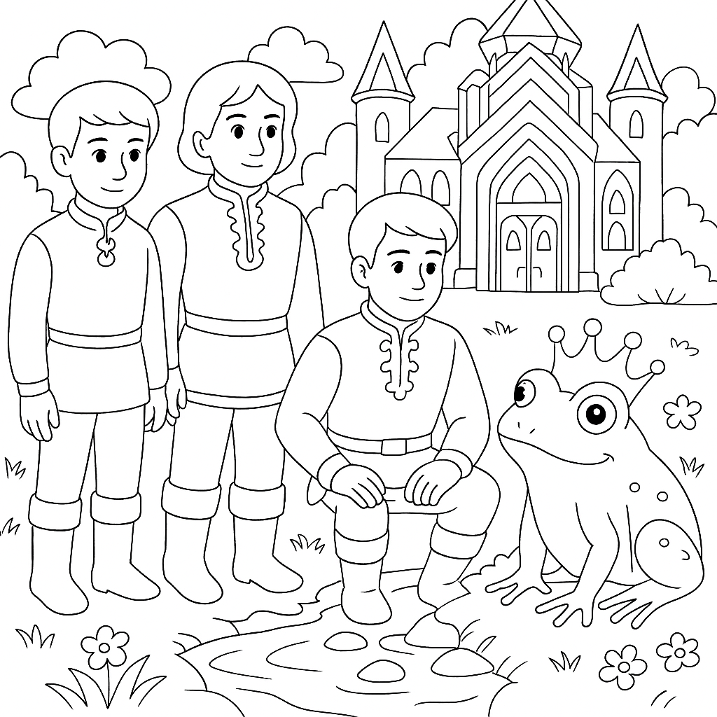 Раскраска по сказке "Жаба-королева"