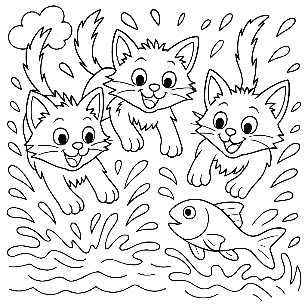 Раскраска по сказке "Три котёнка"