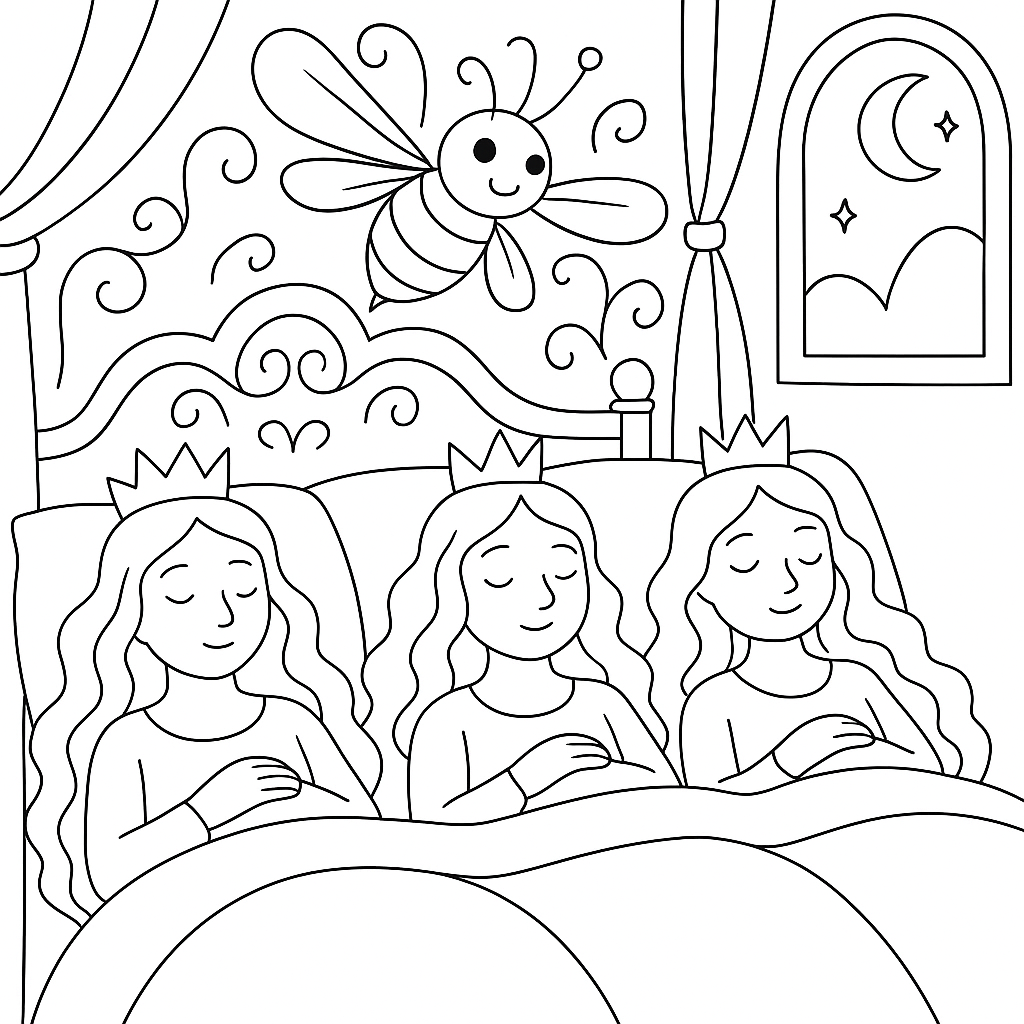 Раскраска по сказке "Царица пчел"