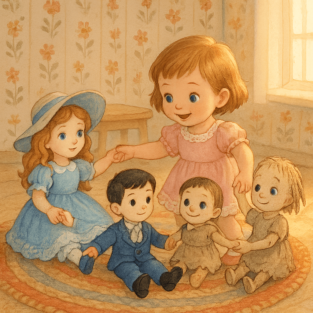 Амалия веселится с тремя разными куклами — новых и старой Лизой