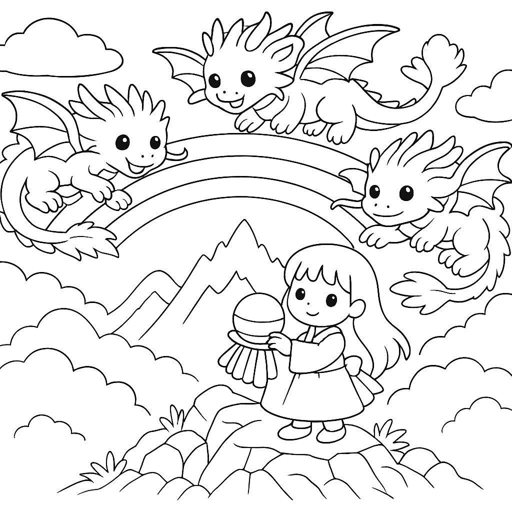 Раскраска по сказке "Сказка о том, как драконы научились летать"