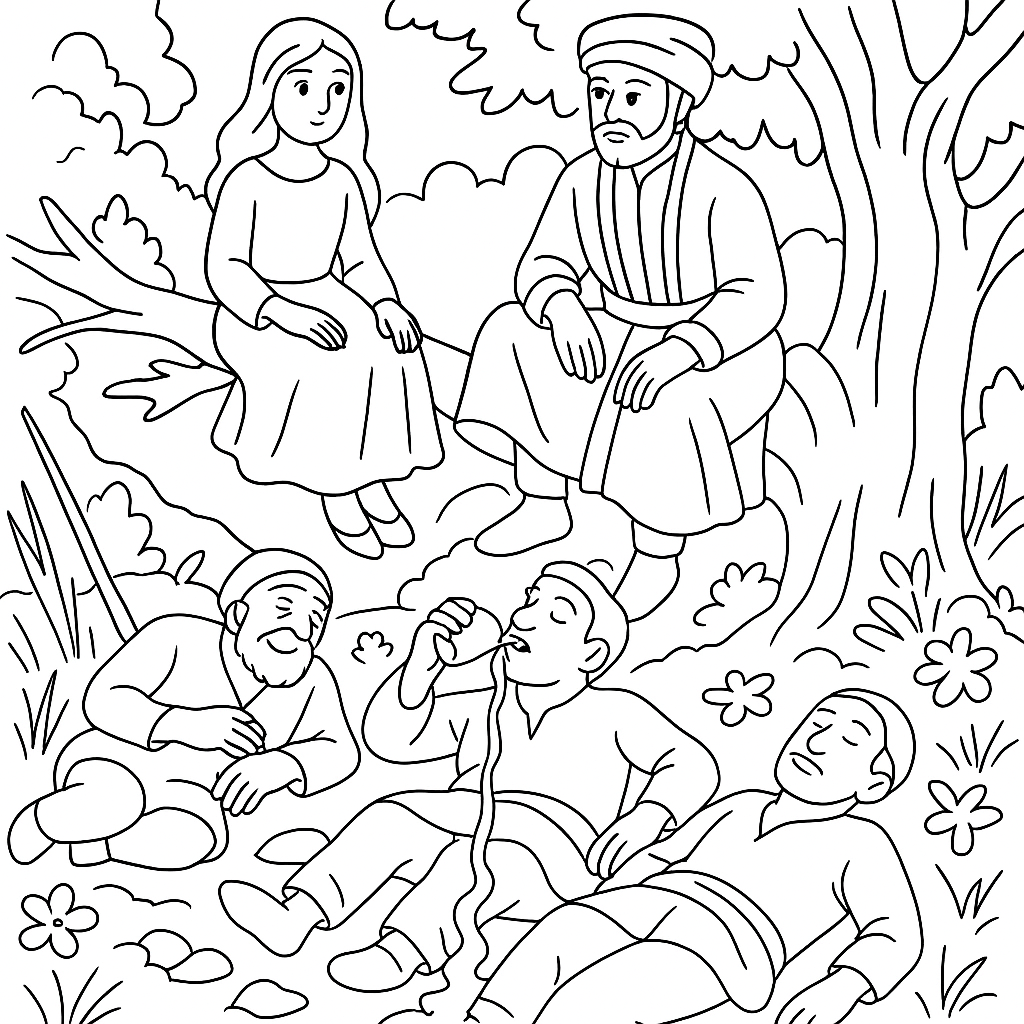 Раскраска по сказке "Красавец водонос"