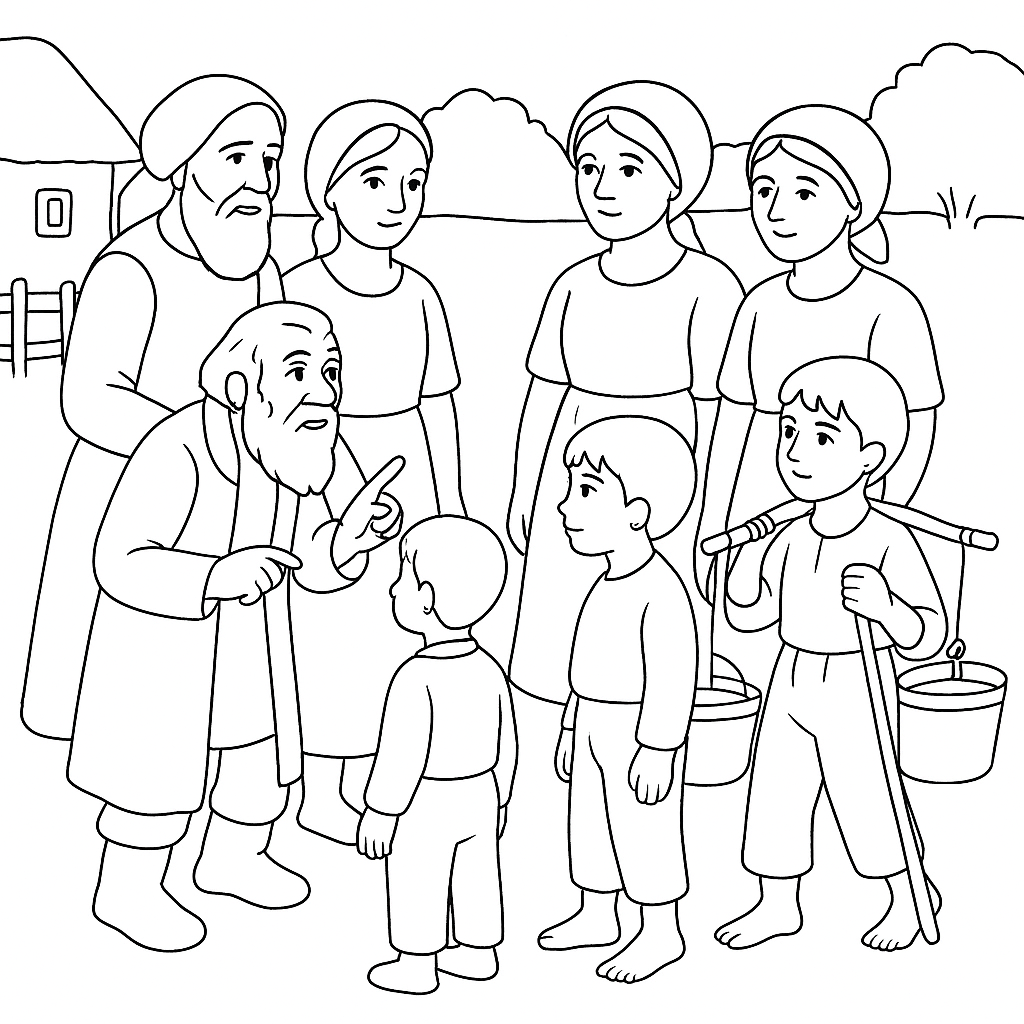 Раскраска по сказке "Сыновья"