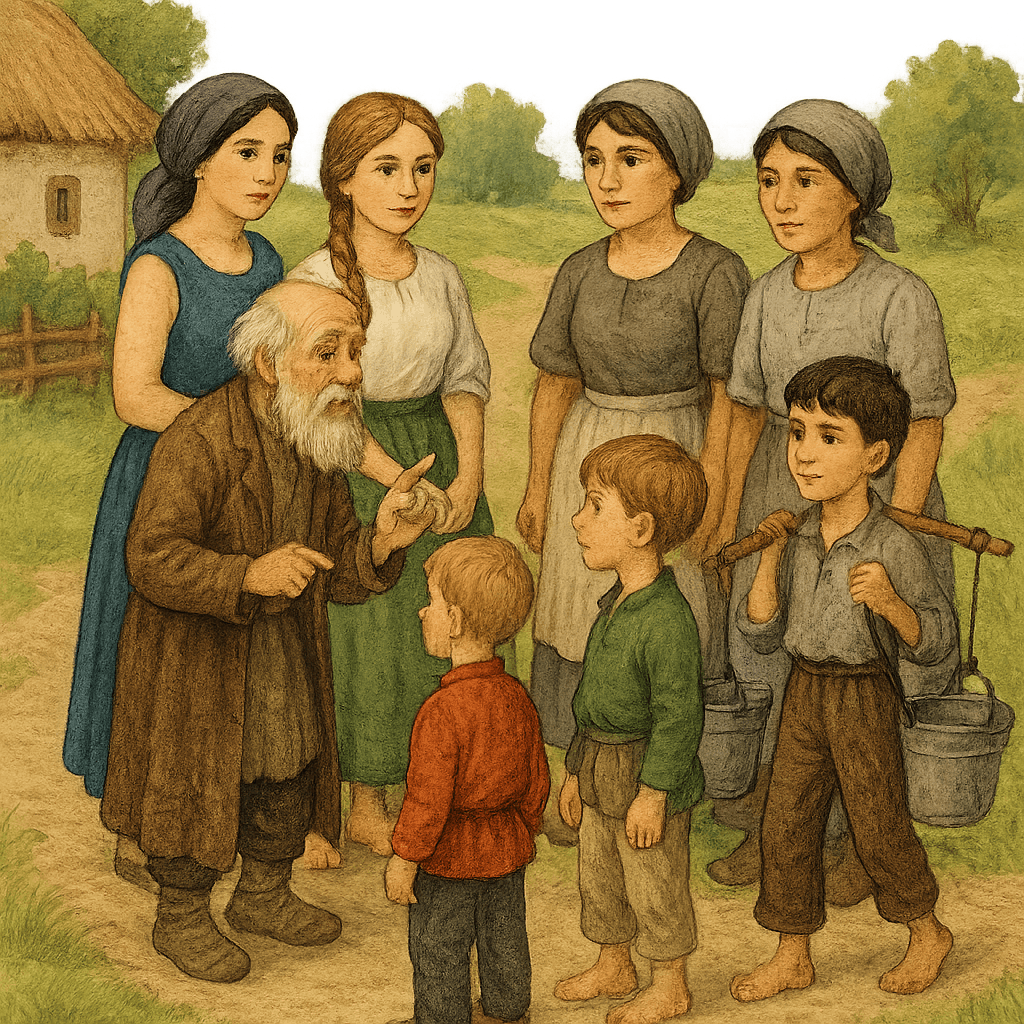 Старичок отвечает женщинам о сыновьях