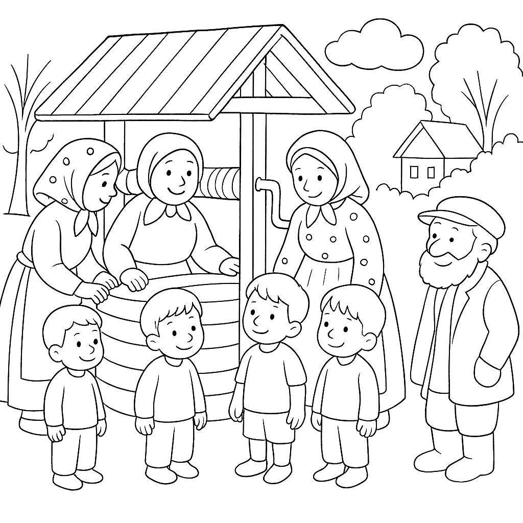 Раскраска по сказке "Сыновья"