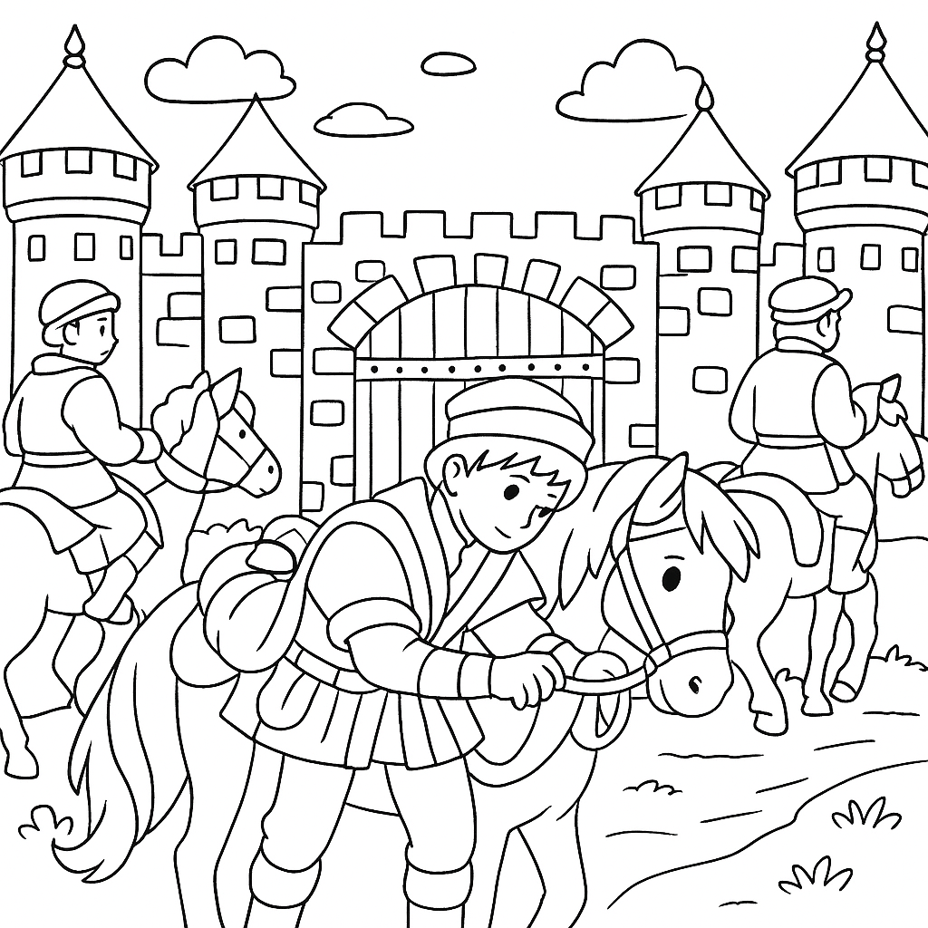 Раскраска по сказке "Иван-царевич и серый волк"