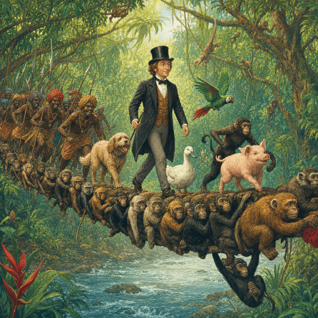 Живой мост из обезьян спасает друзей