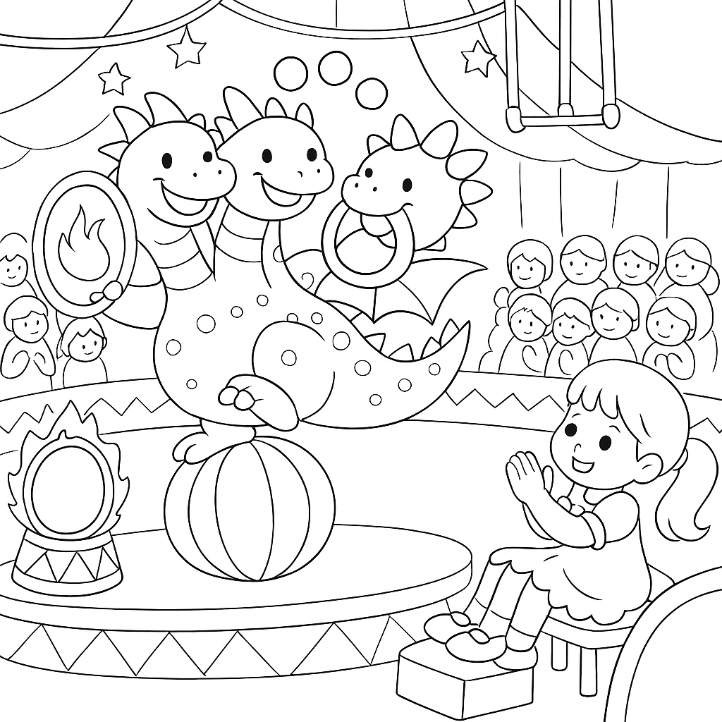 Раскраска по сказке "Храбрая девочка и дракон"