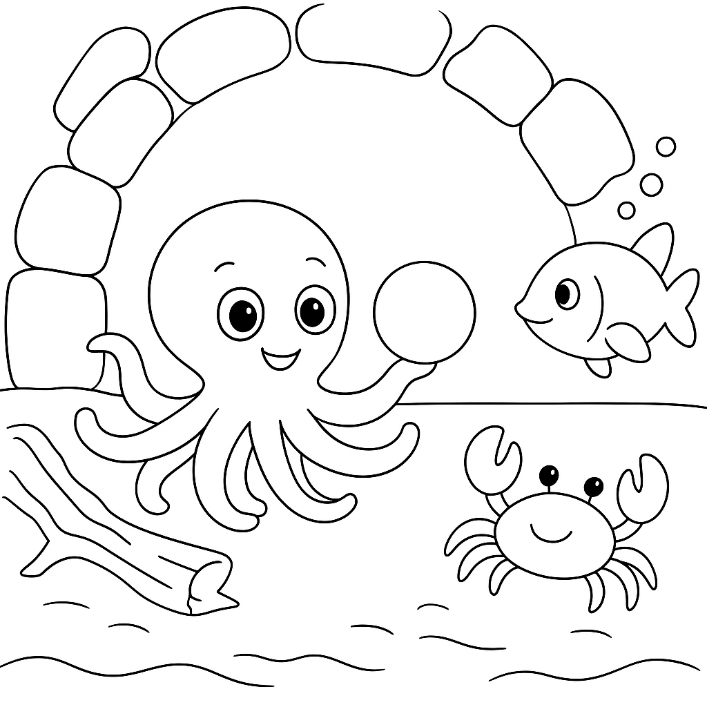 Раскраска по сказке "Звёздочка для Осьминожки Оси"