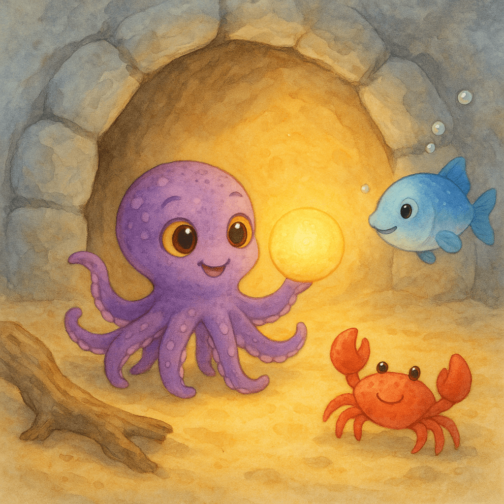 Ося получает звёздочку, и тёплый свет делает пещеру нестрашной