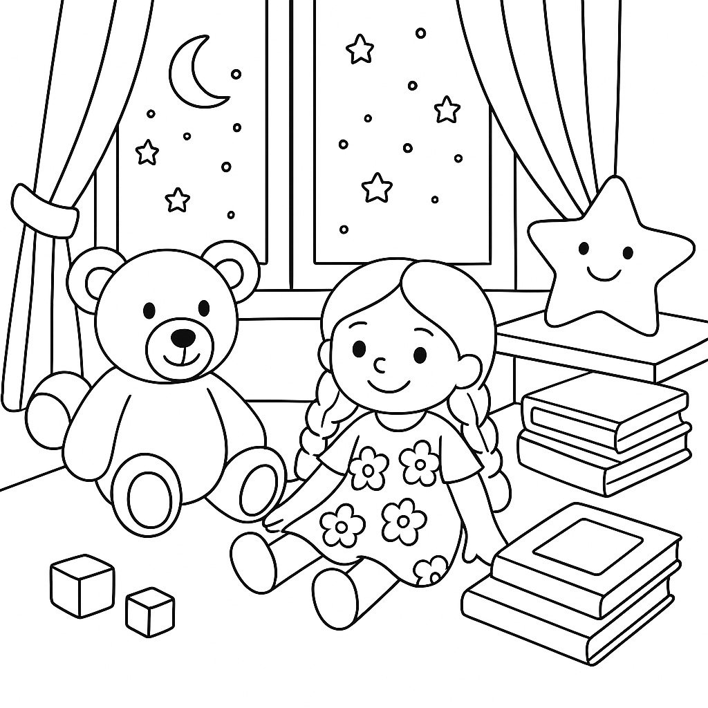 Раскраска по сказке "Спят усталые игрушки"