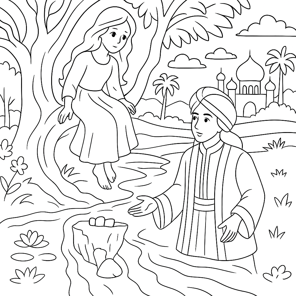 Раскраска по сказке "Красавец водонос"