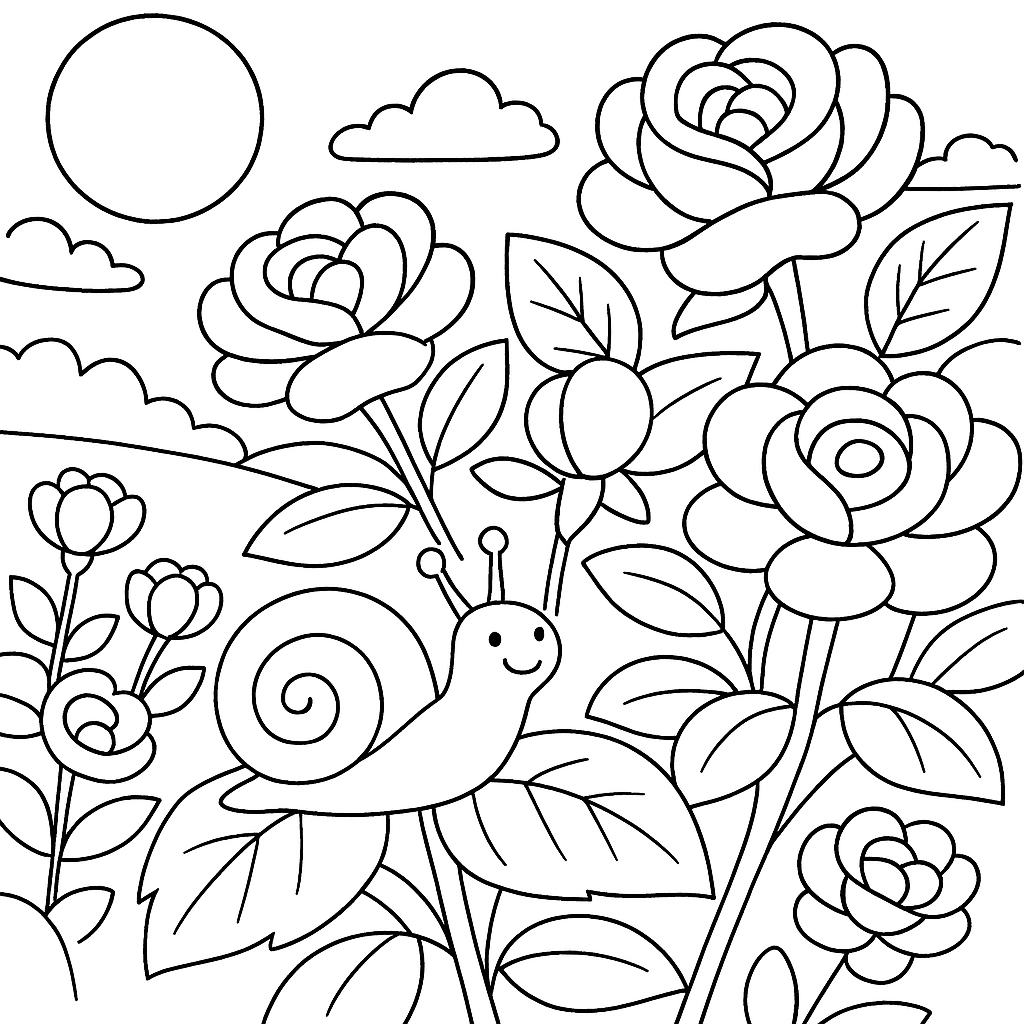 Раскраска по сказке "Улитка и роза"