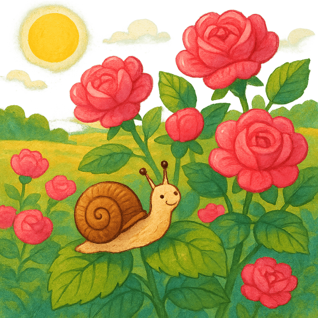 Улитка под розовым кустом