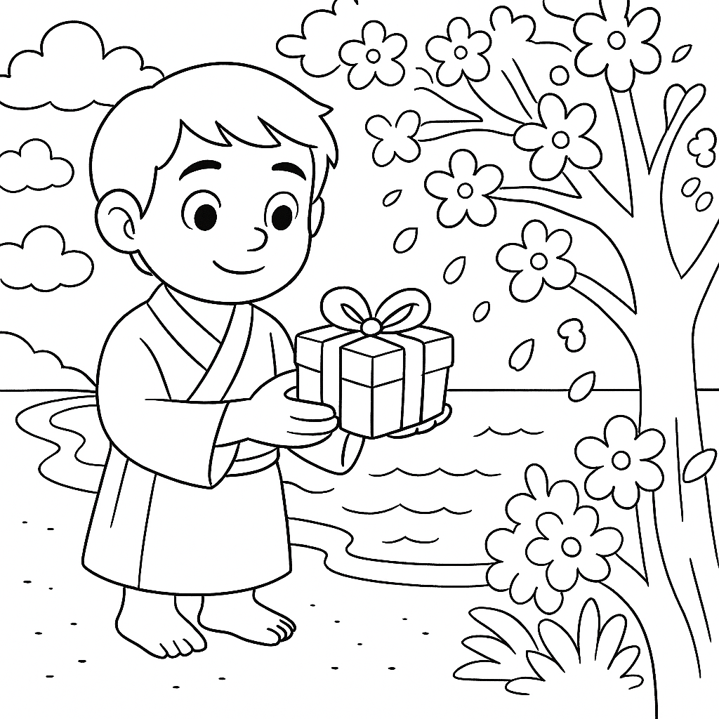 Раскраска по сказке "Урашима и черепаха"