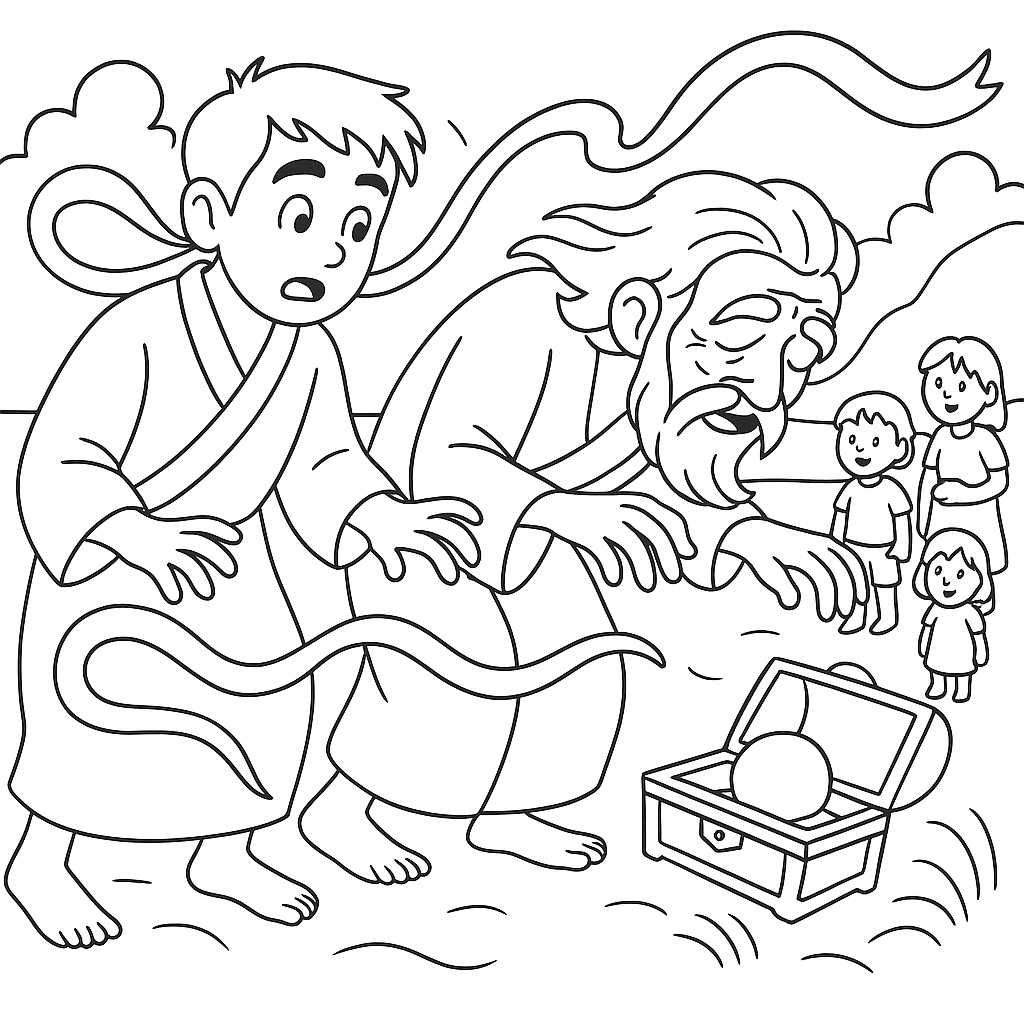 Раскраска по сказке "Урашима и черепаха"