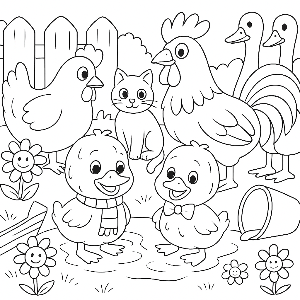 Раскраска по сказке "Кто громче кричит"