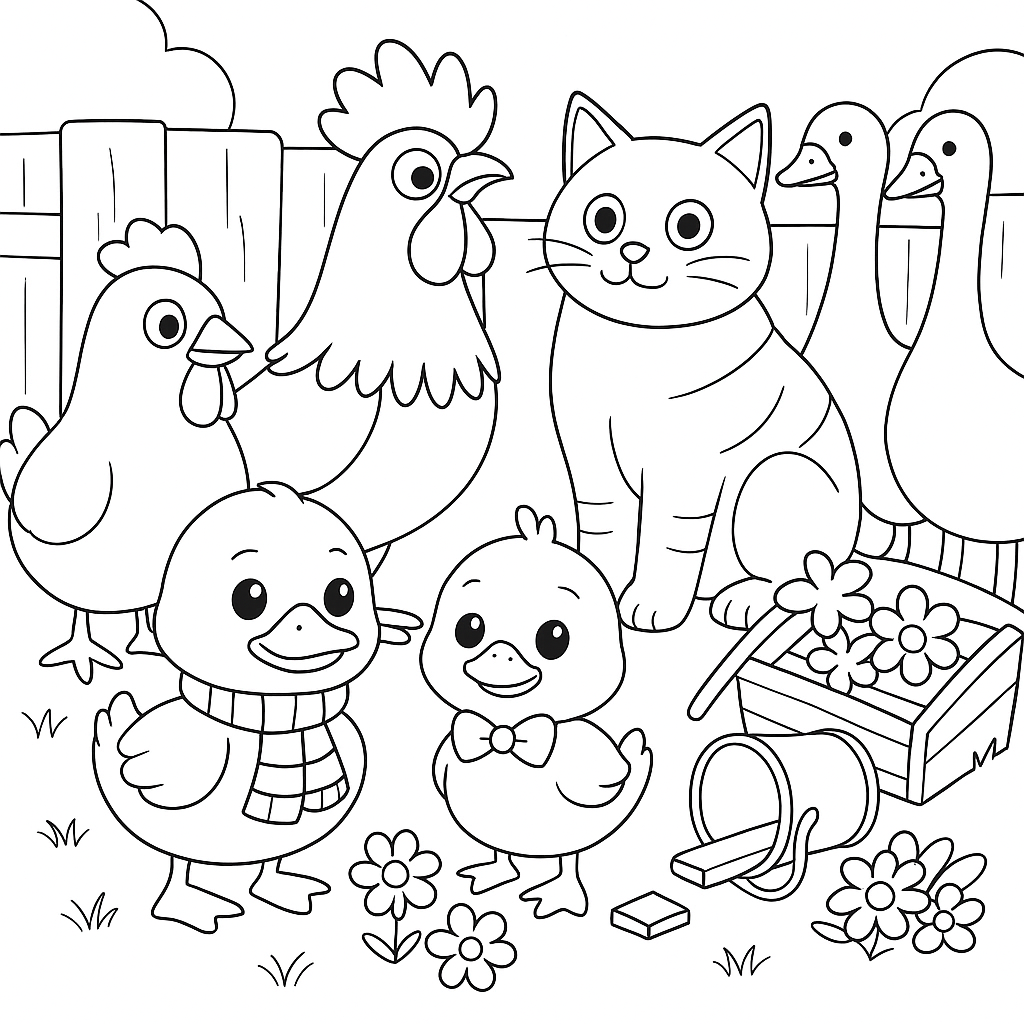 Раскраска по сказке "Кто громче кричит"