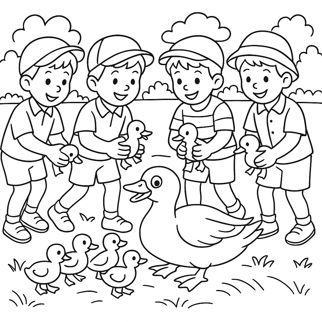 Раскраска по сказке "Ребята и утята"
