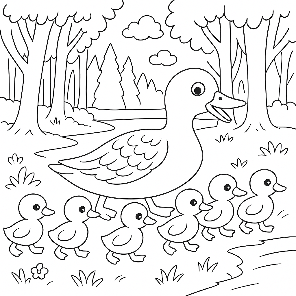 Раскраска по сказке "Ребята и утята"