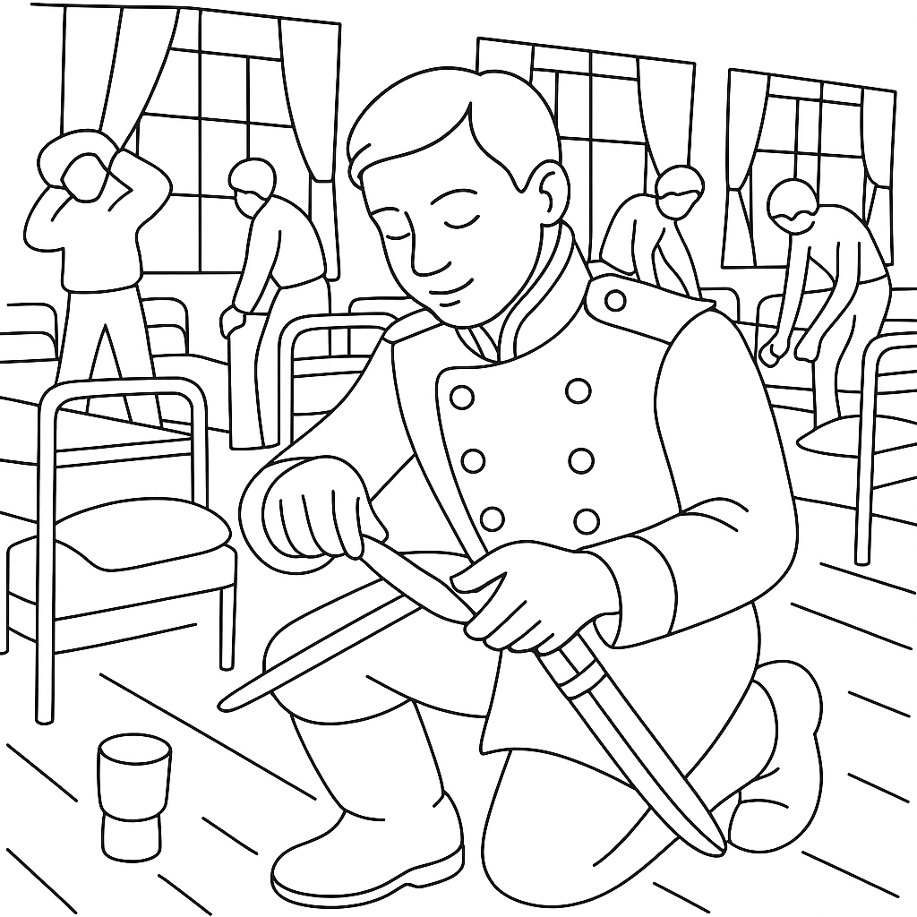 Раскраска по сказке "Находчивый солдат"