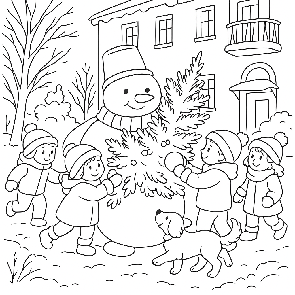 Раскраска по сказке "Ёлка - сказка сутеева"
