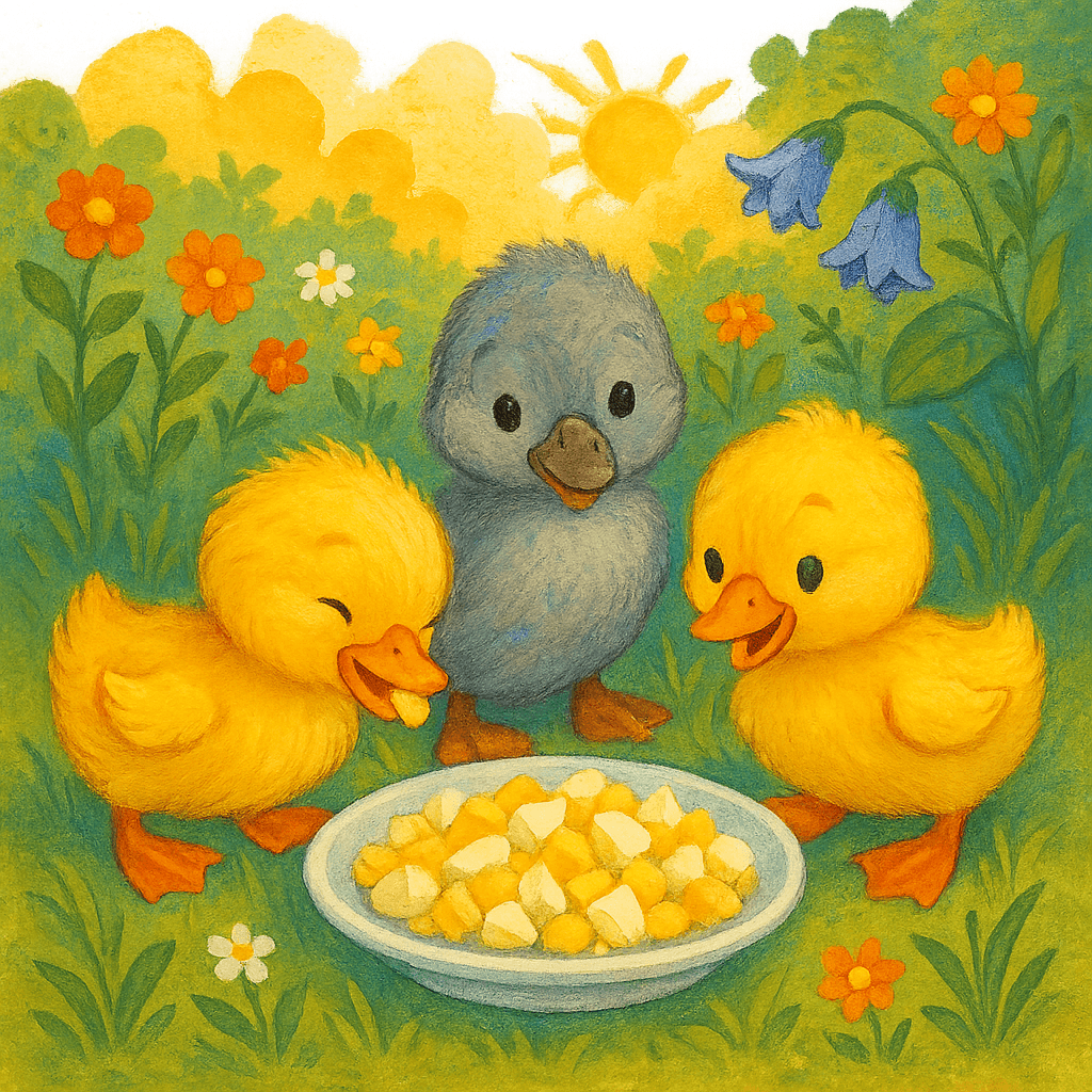 Утята наслаждаются едой